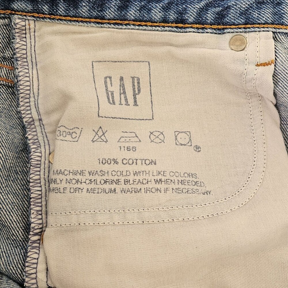 Gap Classic Straight Leg Cotton Jeans Women 10 High Rise Med Wash Distressed VTG - Picture 8 of 10